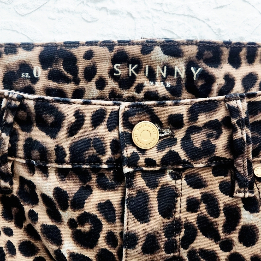 WHBM Sculpting High Waist Ankle Pants With Stretch, Brown & Black Leopard Size 0 - Picture 6 of 15